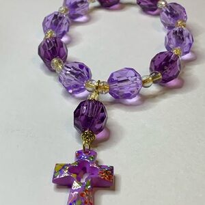 Purple Beaded Cross Decade Rosary